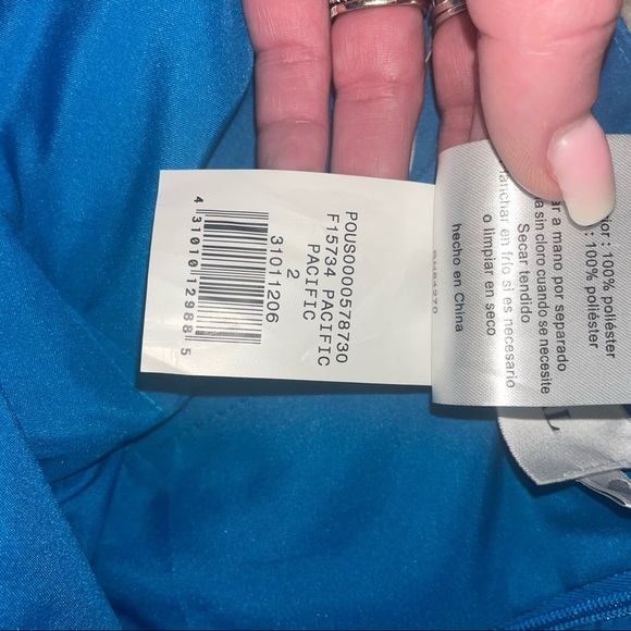 Chiffon cascading one shoulder dress from David’s Bridal in the color blue SZ 2 - Picture 8 of 10